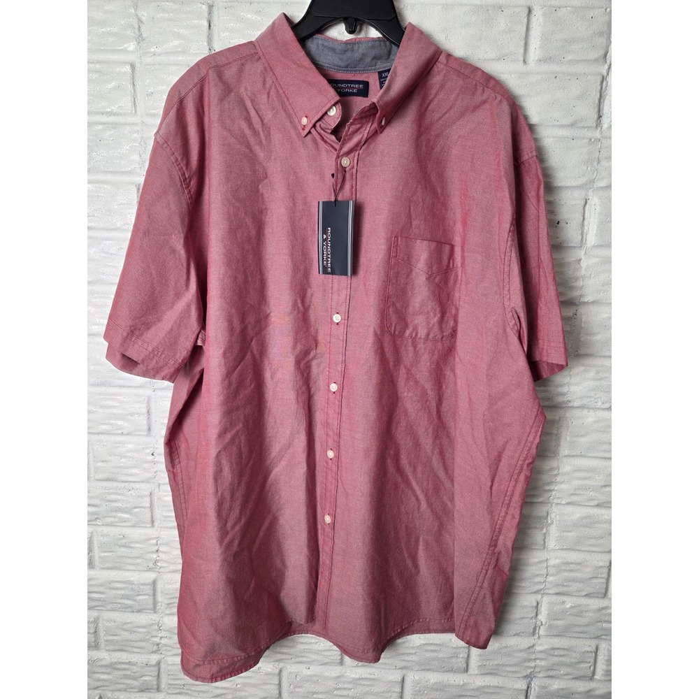 Men's size XXL Roundtree & Yorke button up shirt Short sleeve Red Cotton NWT